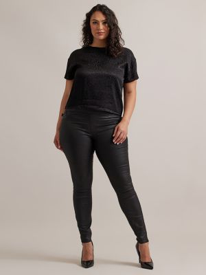 Women's Tonal Leopard Boxy Tee in Black main view