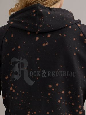 Women's Bleach Splatter Hoodie in Black alternative view 2