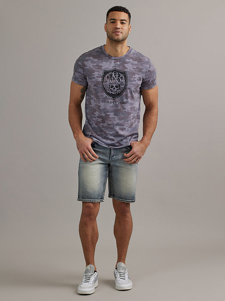 Short Sleeve Camo Graphic Tee in Blue Camo main view