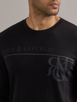 Men's Long Sleeve Monogram Logo Tee in Black alternative view