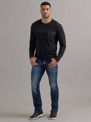 Men's Long Sleeve Monogram Logo Tee in Black