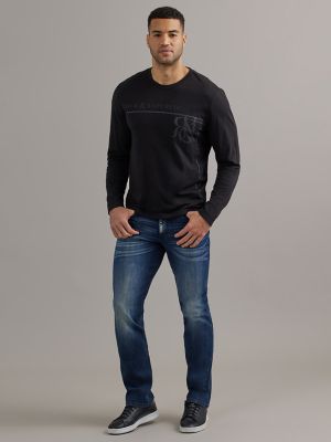 Men's Long Sleeve Monogram Logo Tee in Black main view