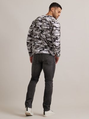 Men's Long Sleeve Monogram Logo Tee in Grey Camo alternative view