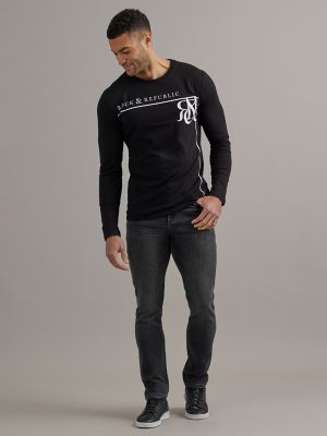 Men's Long Sleeve Monogram Logo Tee in Black main view