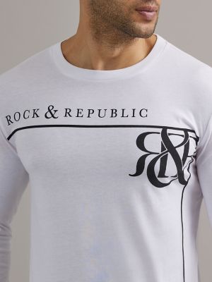 Men's Long Sleeve Monogram Logo Tee in White alternative view