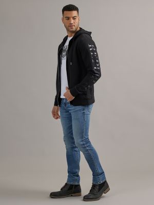 Men's Zip Up Logo Jacket in Black main view