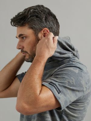 Men's Short Sleeve Hoodie in Grey Camo alternative view 2