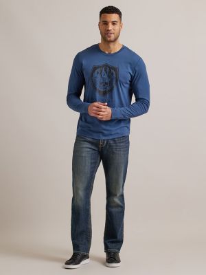 Men's Long Sleeve Skull Tee in Midnight main view