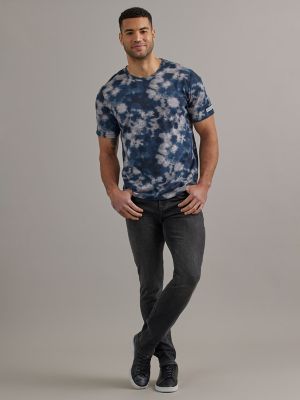 Men's Tie Dye Tee in Blue & Grey Tie Dye main view