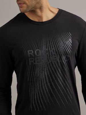 Men's Long Sleeve Abstract Logo Tee in Black alternative view