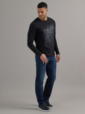 Men's Long Sleeve Abstract Logo Tee in Black