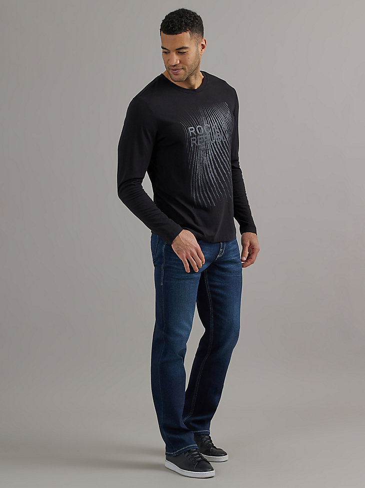 Men's Long Sleeve Abstract Logo Tee in Black main view