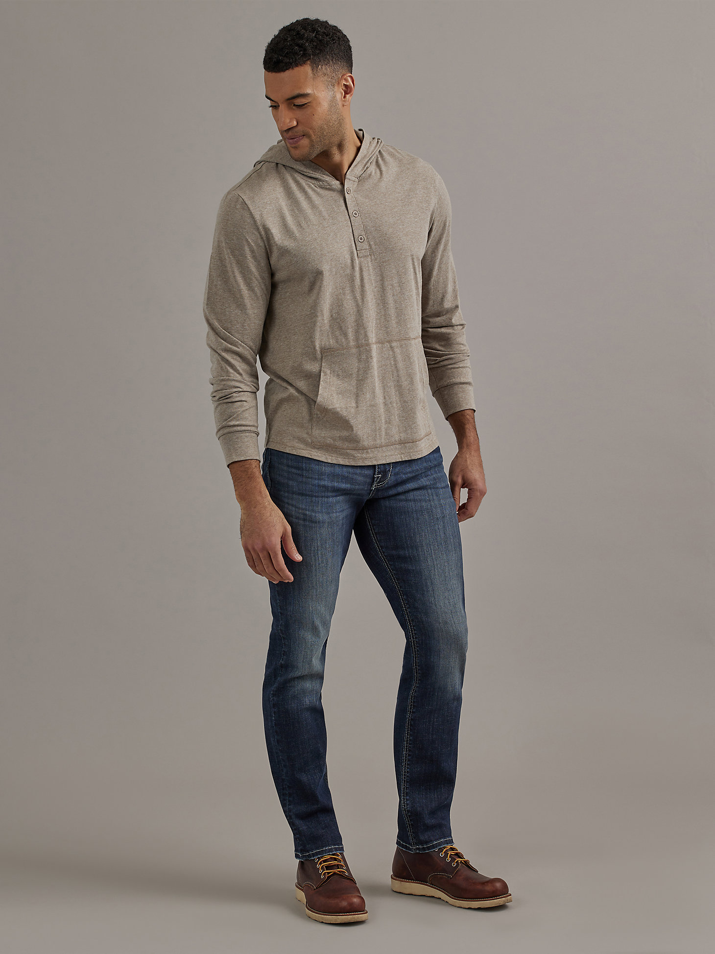Hooded Henley in Oatmeal main view