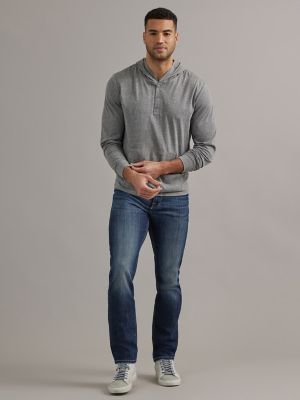 Men's Hooded Henley in Charcoal