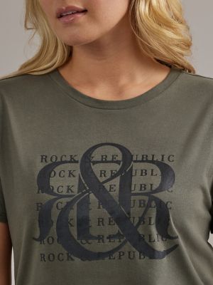 Women's Repeat Logo Boxy Tee in Olive alternative view
