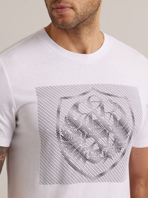 Men's Raised Shield Tee in White alternative view 2