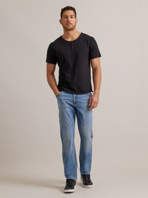 Men's Short Sleeve Henley in Black