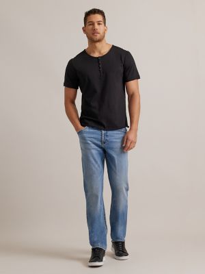 Men's Short Sleeve Henley in Black main view