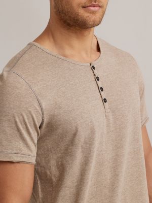 Men's Short Sleeve Henley in Oatmeal alternative view 2