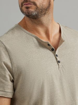 Men's Short Sleeve Henley in Oatmeal alternative view 4