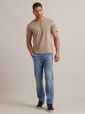 Men's Short Sleeve Henley in Oatmeal