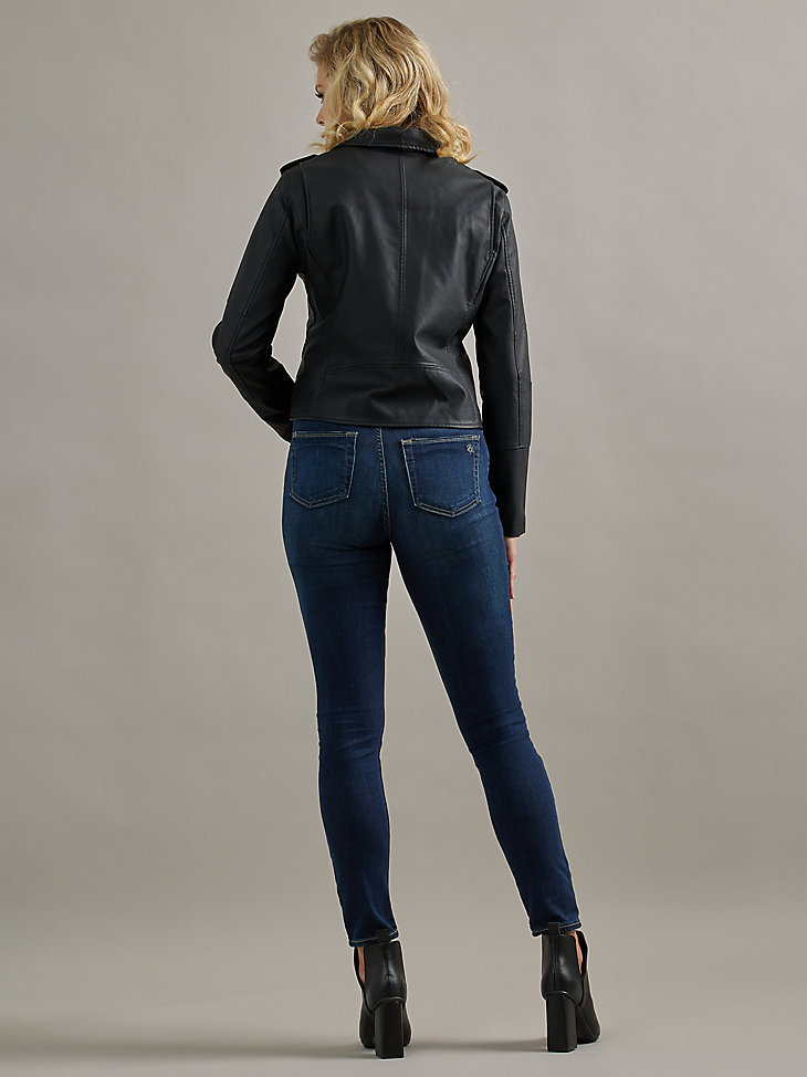 Women's Vegan Leather Jacket in Black alternative view