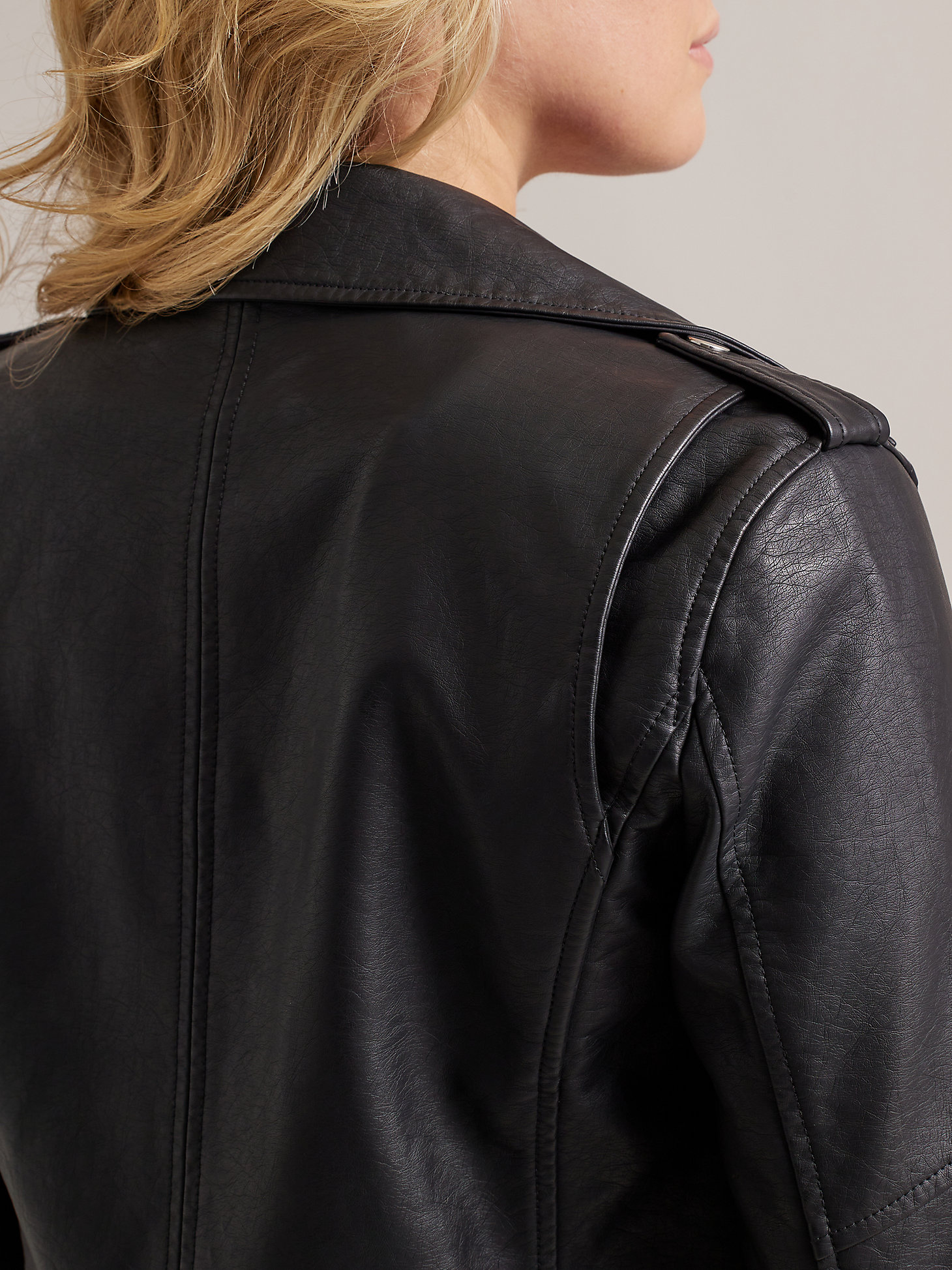 Women's Vegan Leather Jacket in Black alternative view 6