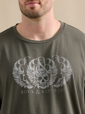 Men's Ombre Tri Skull Tee in Olive alternative view