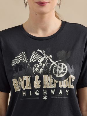 Women's Motorcycle Oversized Tee in Black alternative view