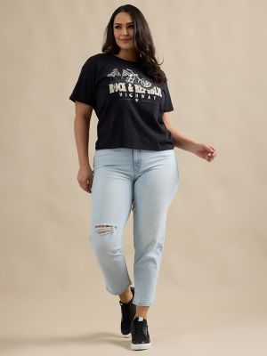 Women's Motorcycle Oversized Tee in Black alternative view 2