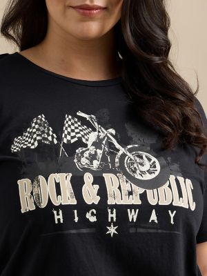 Women's Motorcycle Oversized Tee in Black alternative view 3