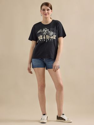 Women's Motorcycle Oversized Tee in Black main view