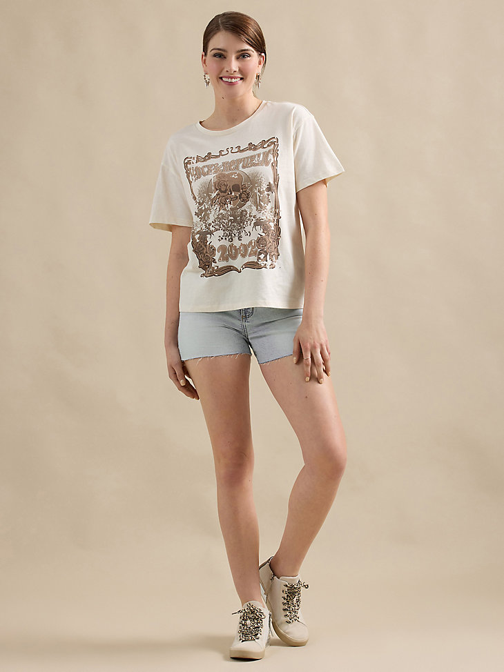 Women's Band Oversized Tee in Off White main view