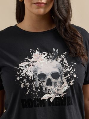 Women's Rock Rebel Boxy Tee in Black alternative view 3