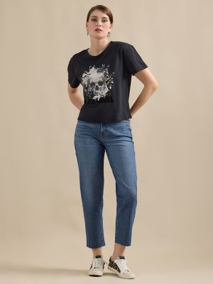 Women's Rock Rebel Boxy Tee in Black main view