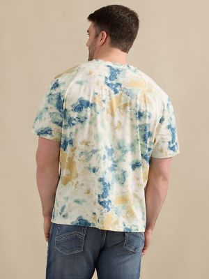 Men's Tie Dye Tee in Tan & Blue alternative view 3