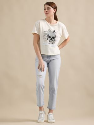Women's Rock Rebel Boxy Tee in Off White