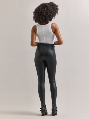 Women's Vegan Leather Legging in Black alternative view